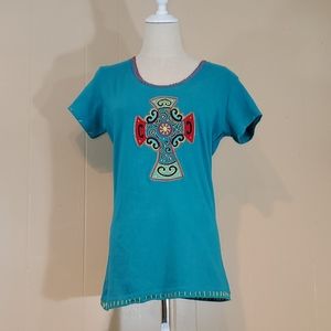 Cattlelac Ranch Embroidered Cross T-Shirt